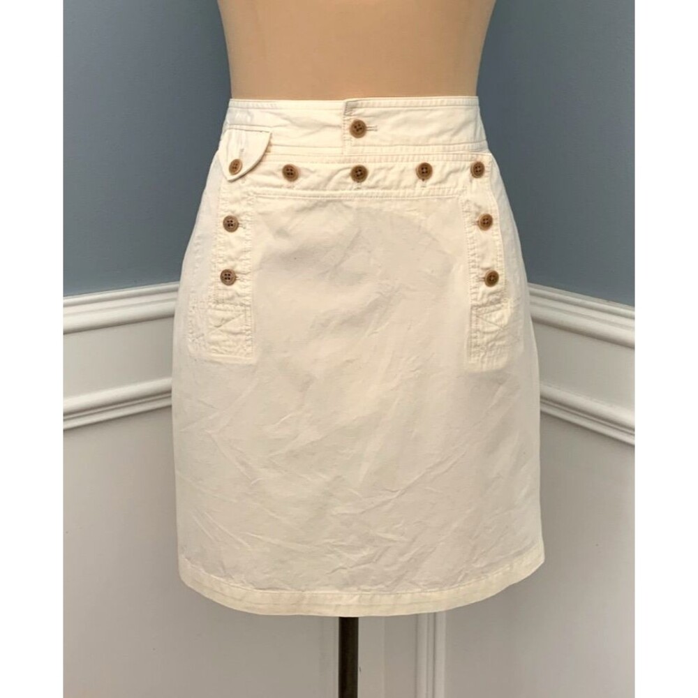 Vintage Ralph Lauren Skirt Womens 6 Sailor Nautical Button Lace Cotton Preppy
